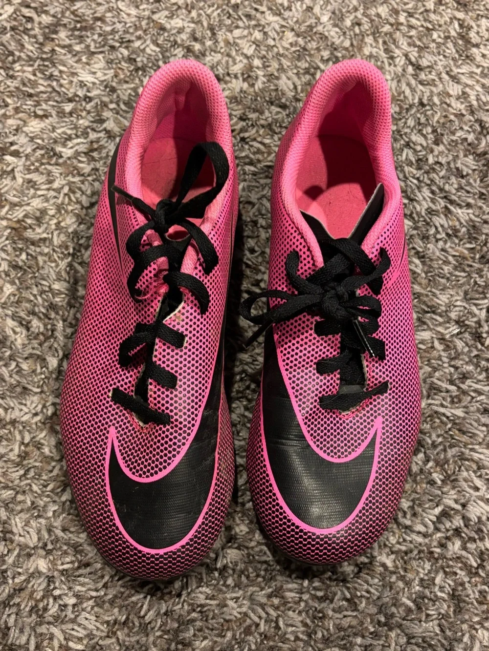 Kids Nike Pink and Black Soccer Cleats
